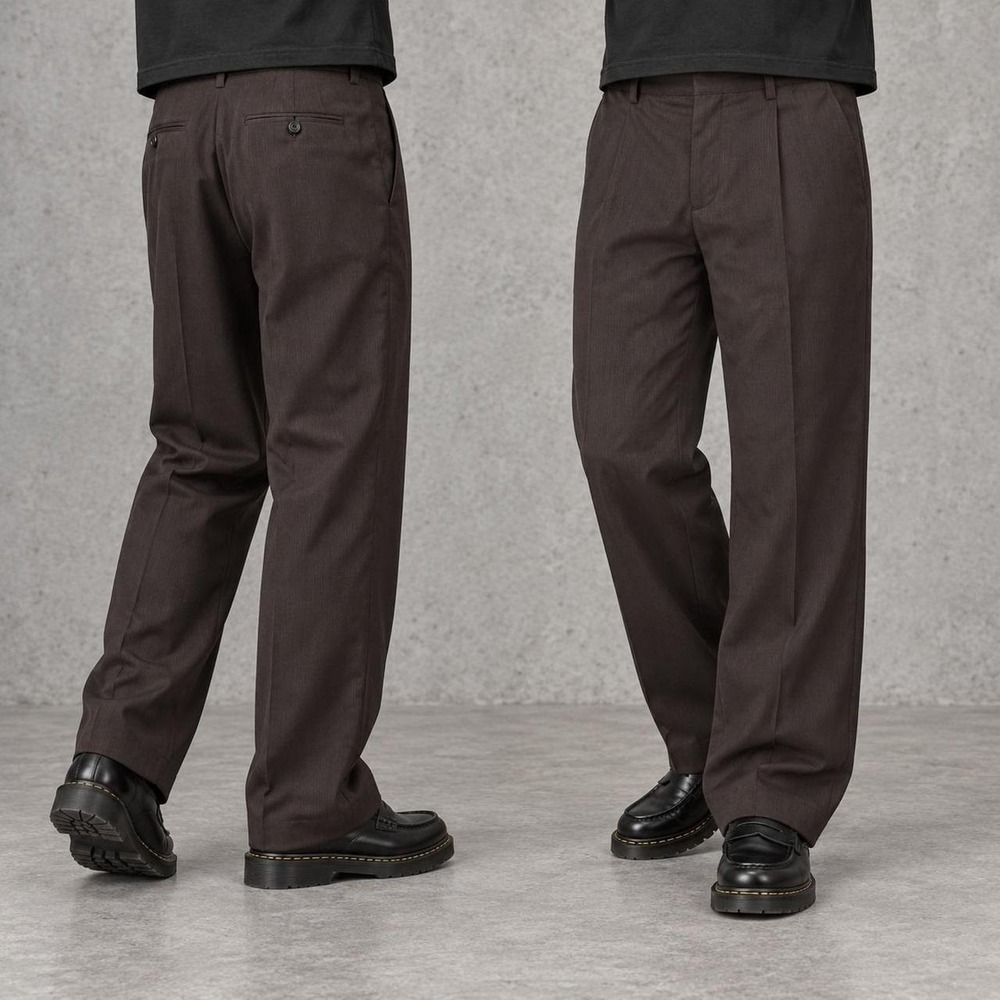34x32 Brown Pleated Straight Wide Leg Dress Pants Y2K Vintage